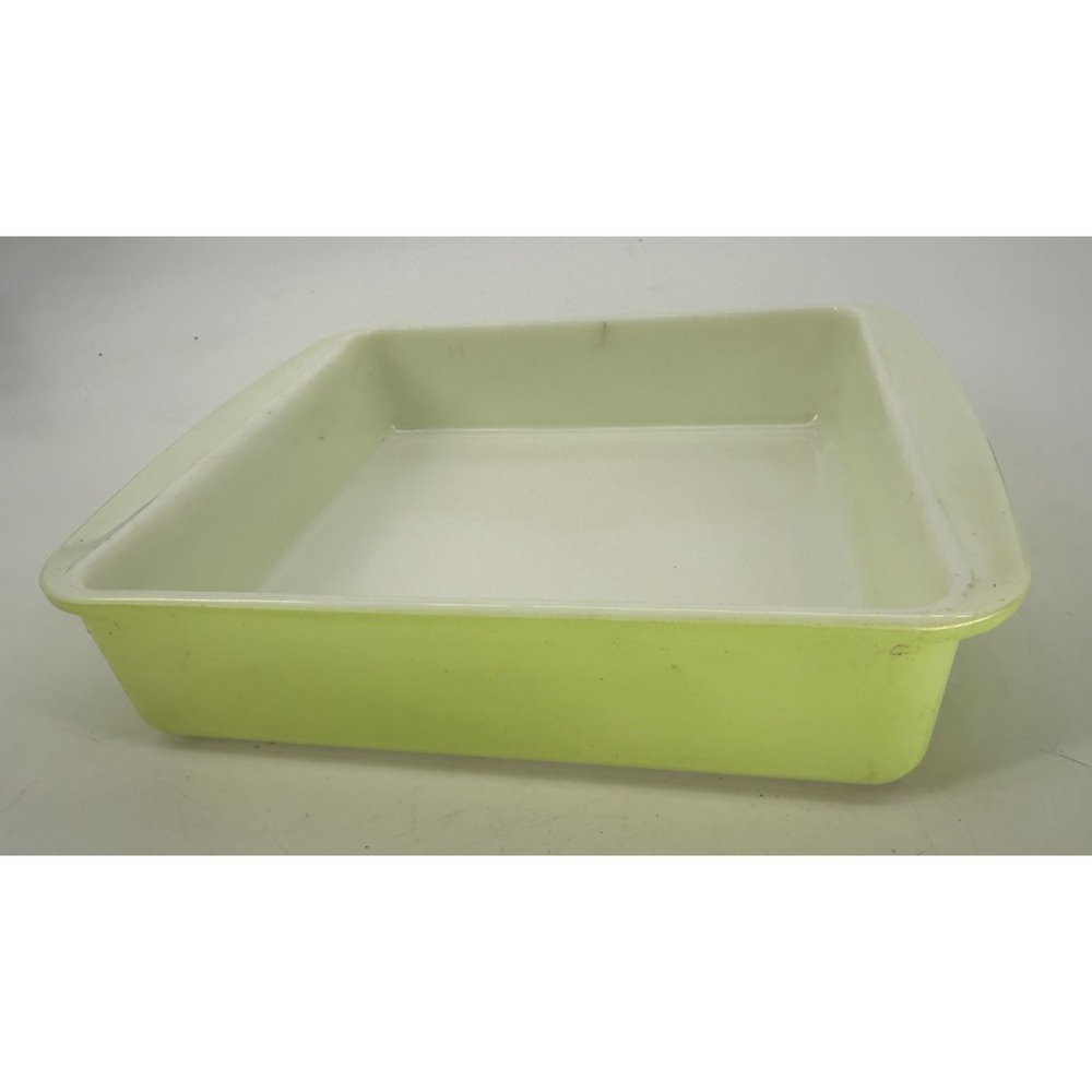 Vintage Pyrex Lime Green Square Baking Dish 222 8in Ovenware USA Glass 1950s